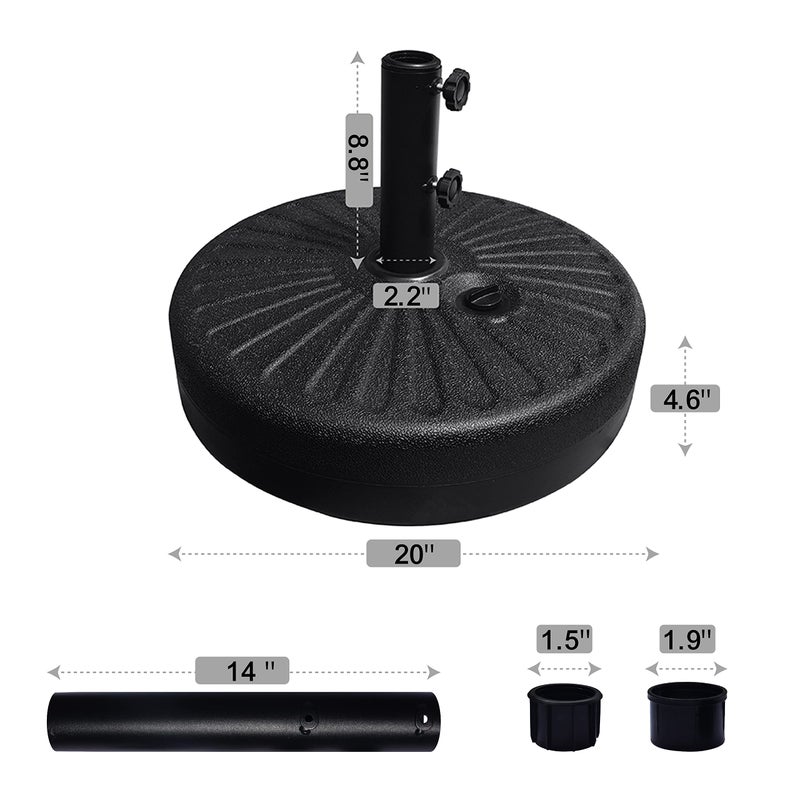 EliteShade Umbrella Base Water Filled Stand Market Patio Outdoor Heavy Duty Umbrella Holder(Black) - Image 3